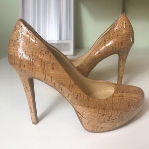 Gianni Bini Patent Cork Platform Spike Pumps 7.5